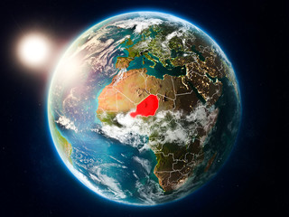 Niger with sunset from space