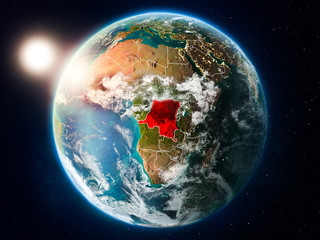 Democratic Republic of Congo with sunset from space