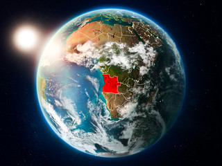 Angola with sunset from space