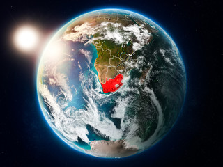 South Africa with sunset from space