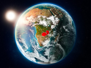 Obraz na płótnie Canvas Zambia with sunset from space