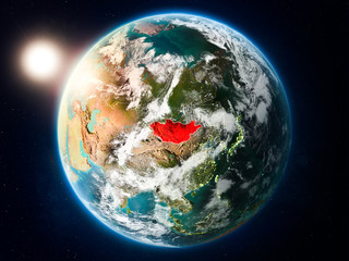 Mongolia with sunset from space