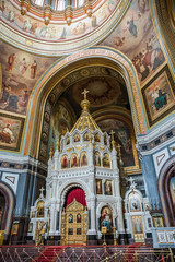 Fototapeta na wymiar Interior in Cathedral of Christ the Savior in Moscow. Russia.