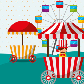 ferris wheel booth food sellerman carnival fun fair festival