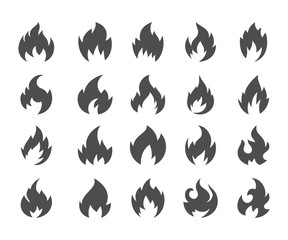 Fire flames icons set vector