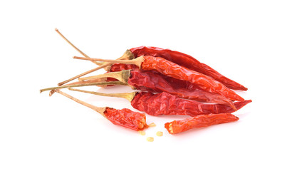 dry chili pepper on white background