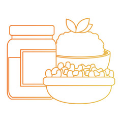 sweet jam bottle with rice and vegetables