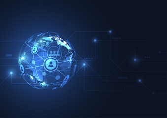 Global network connection. World map point and line composition concept of global business. Vector Illustration
