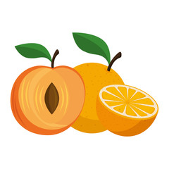 fresh peach and orange healthy food