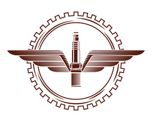 industry automotive spark plug wing gear emblem