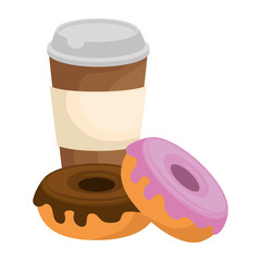 sweet donuts with coffee