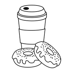 sweet donuts with coffee