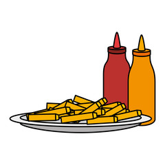delicious french fries with sauces