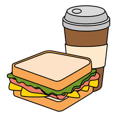 fresh and delicious sandwish with coffee