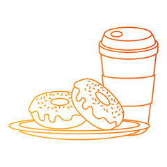 sweet donuts with coffee