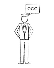 businessman charatcer with speech bubble