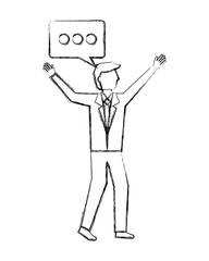 businessman charatcer with speech bubble