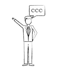 businessman charatcer with speech bubble