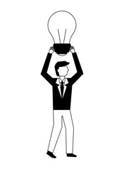 businessman with light bulb avatar character