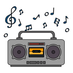 radio music player with notes