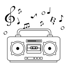 radio music player with notes