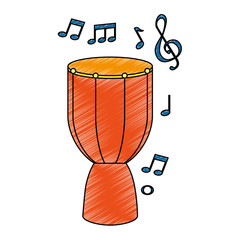 bongo drum with musical notes