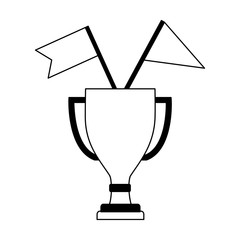 trophy award cup with flags isolated icon