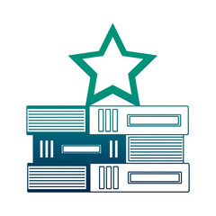 pile of library books with star isolated icon