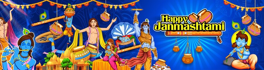 Chaitanya Mahaprabhu in devotion of Lord Krishna for Happy Janmashtami festival of India