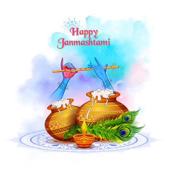 Latest Happy Janmashtami Images HD Greeting Card Wallpaper with Msg