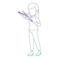 woman playing fiddle character