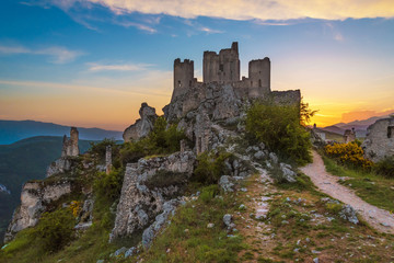 Rocca Calascio (Italy) - The ruins of an old medieval village with castle and church, over 1400...