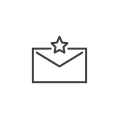 Bookmark mail outline icon. linear style sign for mobile concept and web design. Envelope with star simple line vector icon. Symbol, logo illustration. Pixel perfect vector graphics