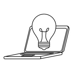 laptop computer with bulb