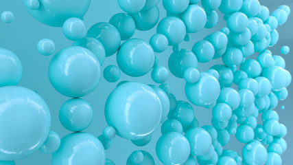 Blue spheres of random size on blue background