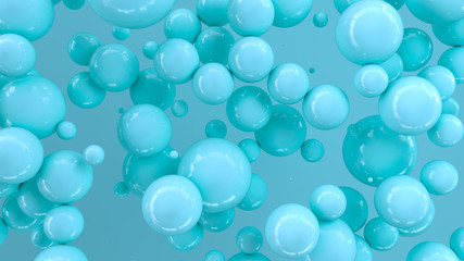 Blue spheres of random size on blue background