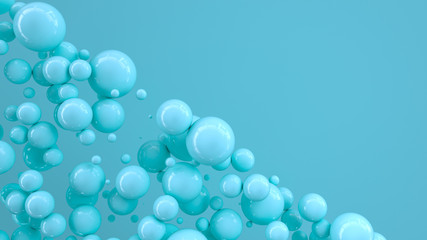 Blue spheres of random size on blue background