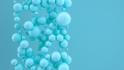 Blue spheres of random size on blue background
