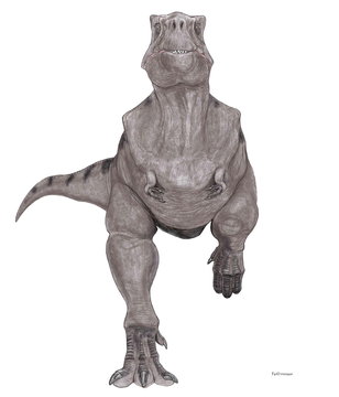太り気味ティラノサウルス 樽のような体に正面からの画像としたため 太って見える 少し不真面目だが それなりに丁寧な冗談に仕上げたイラスト Fat Dinosaur と名付けている Stock Illustration Adobe Stock