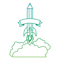 pencil rocket start up with smoke