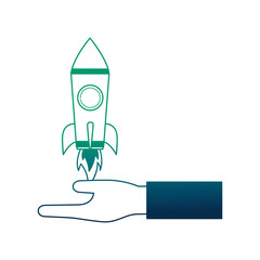 hand holding rocket business start up