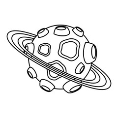 universe planet with craters and rings
