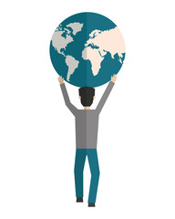businessman with planet earth isolated icon