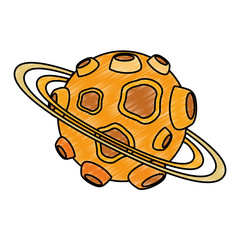 universe planet with craters and rings