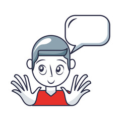 young man with speech bubble avatar character