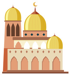 A beautiful mosque on white background