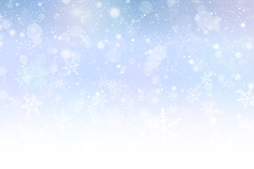 丸いボケと雪の結晶の背景
