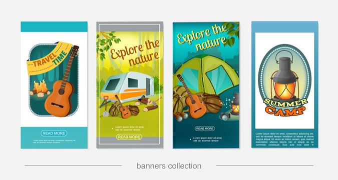 Cartoon Colorful Camping Vertical Banners