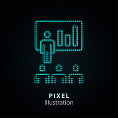 Conference - pixel icon. Vector Illustration on black background. It is easy to change to any color.