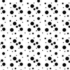 Abstract geometric polka dot seamless. Black circle pattern on white